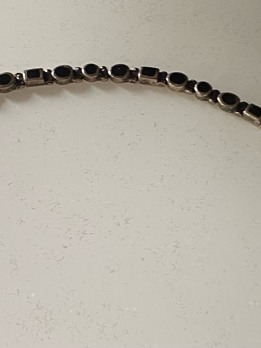Silver Bracelet with Black Stone Accents stamped 92.5.